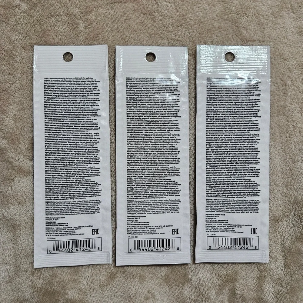 3x Designer Skin Paradise 21X Waves of Bronze Tanning Lotion Packets 0.5oz Each